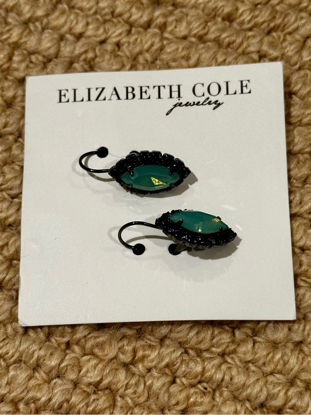 Elizabeth Cole Green Marquise Stone Clip-On Earrings